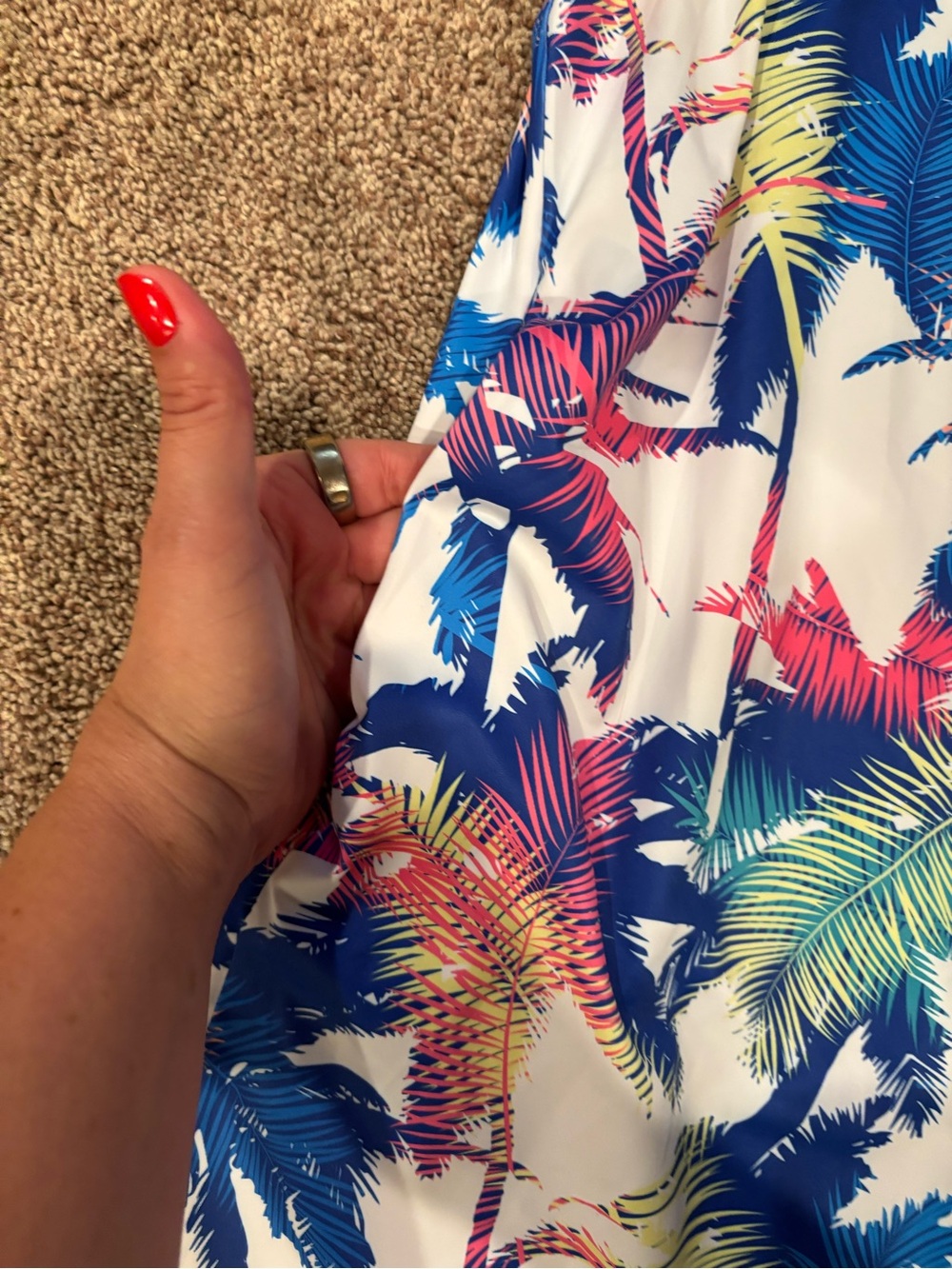 Women’s Tropical Palm Print Mini Dress in Multicolor - Picture 2 of 3